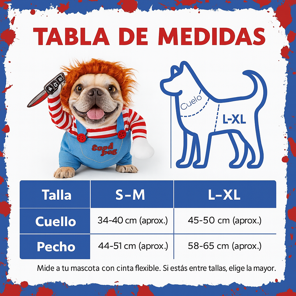 Disfraz Mascotas Chucky Halloween (Perros-Gatos)