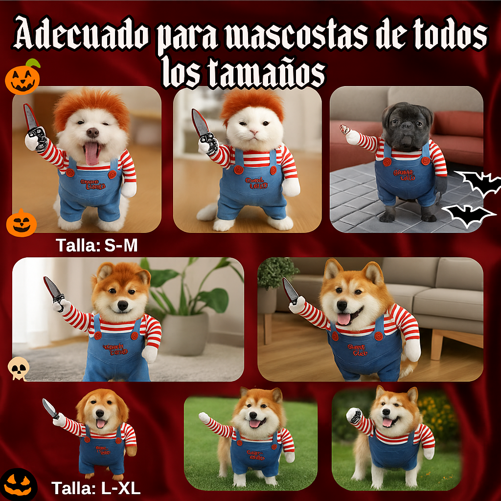 Disfraz Mascotas Chucky Halloween (Perros-Gatos)