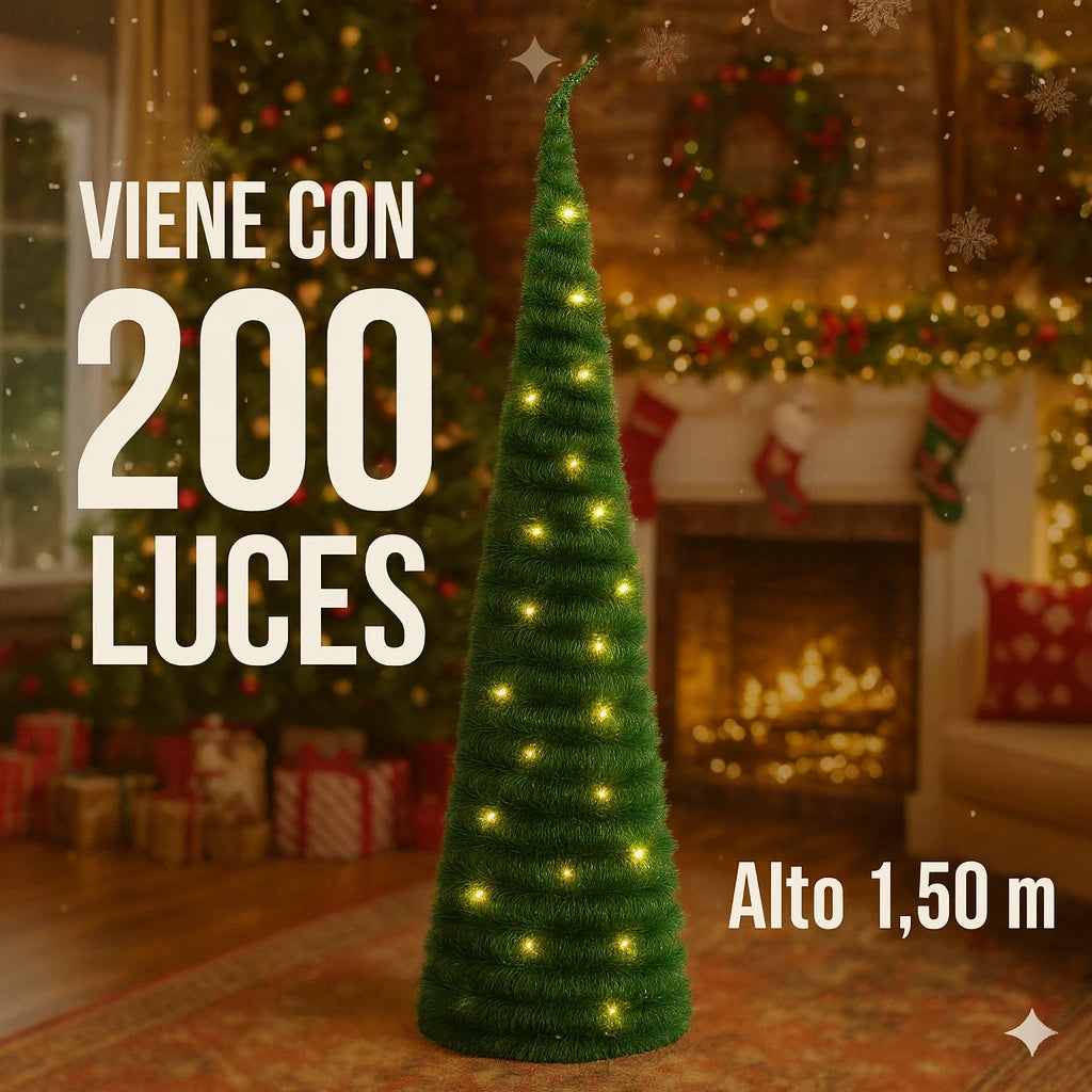 Arbol De Navidad Plegable + 200 Luces